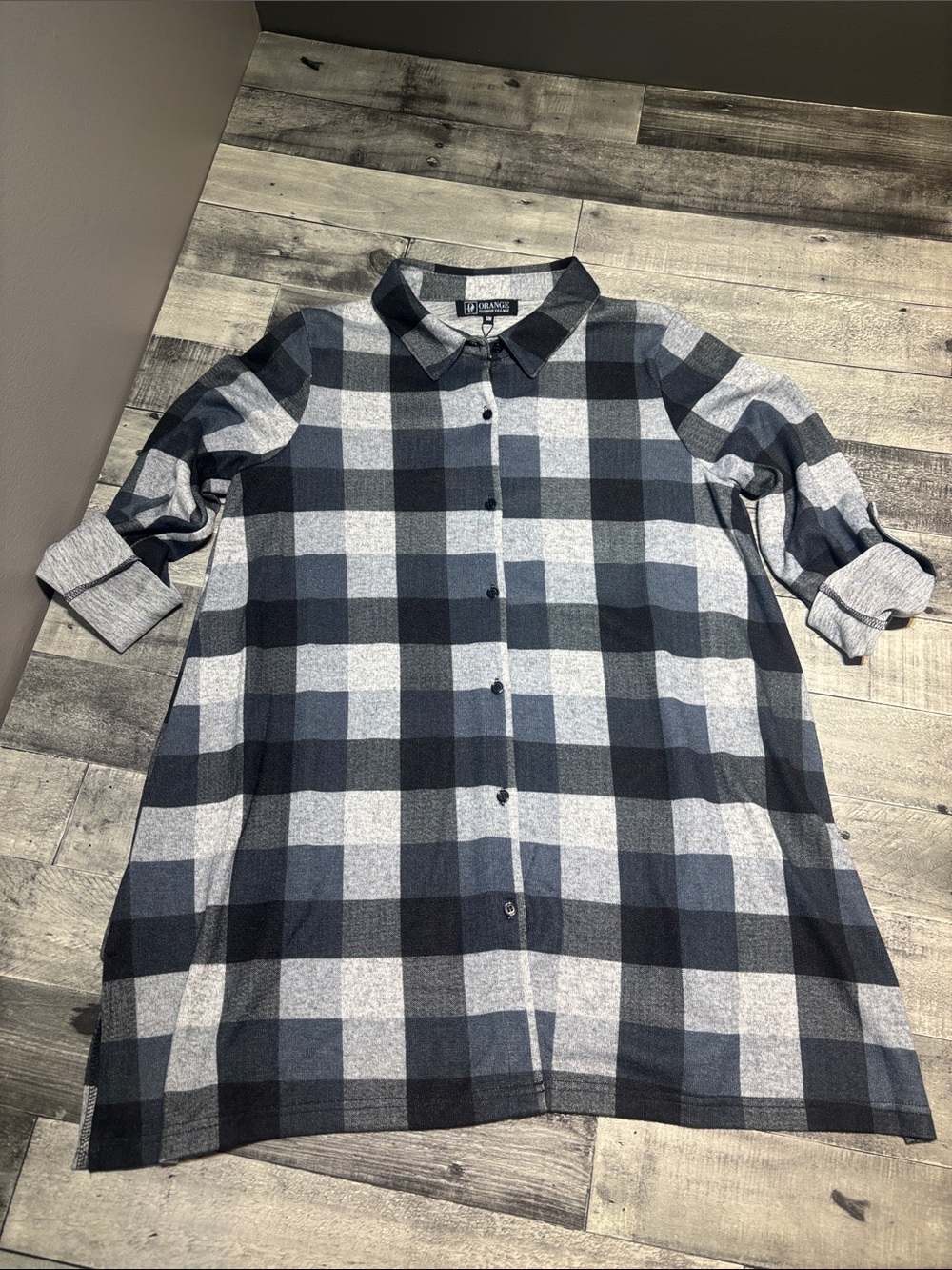 Orange Fashion Plaid Button Up